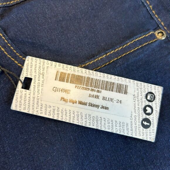 boohoo Blue Womens Jeans Plus High Waist Skinny Jeans Boo Hoo Dark Blue Sz 20 - Picture 4 of 10